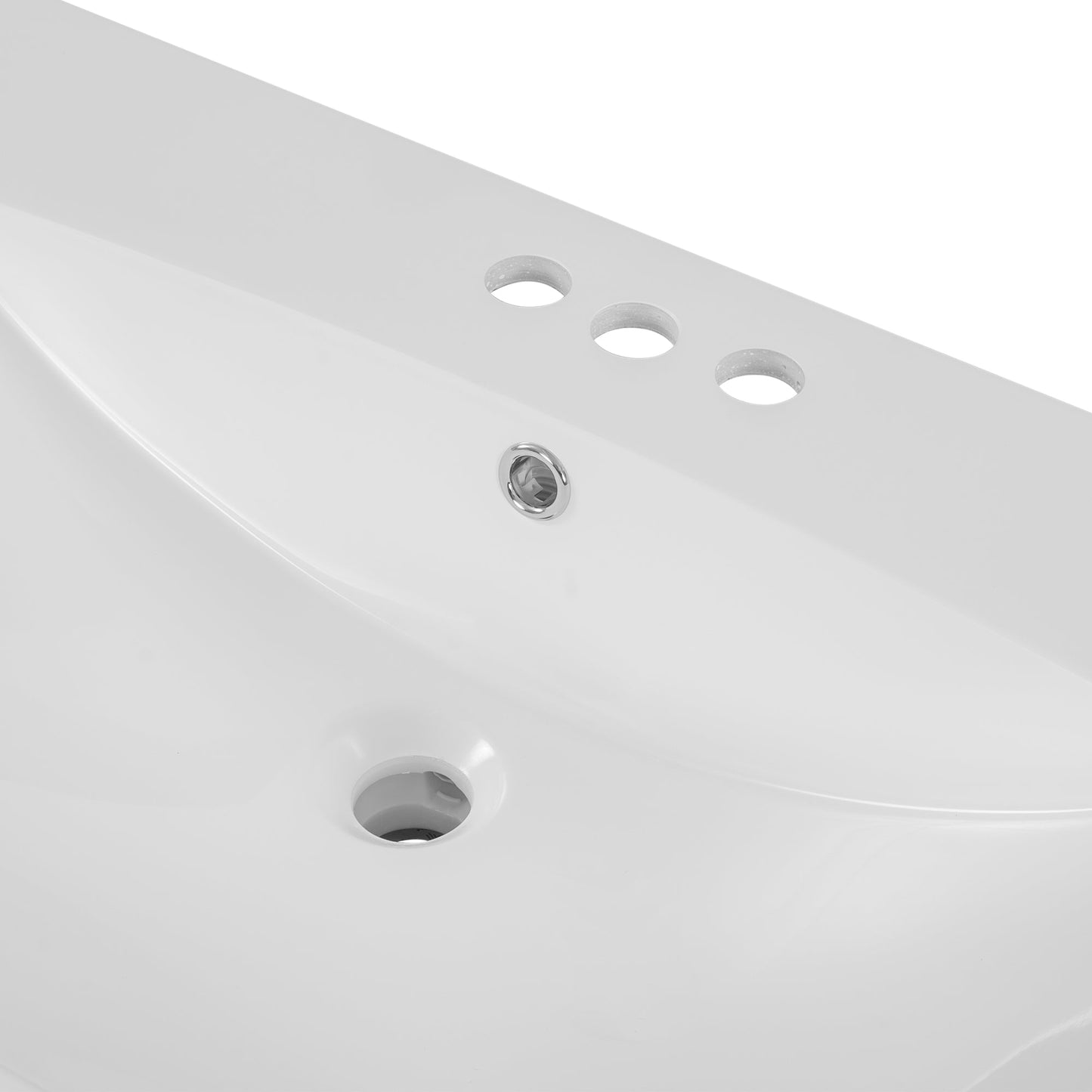 36" Single Bathroom Vanity Top with White Basin 3-Faucet Holes Ceramic White