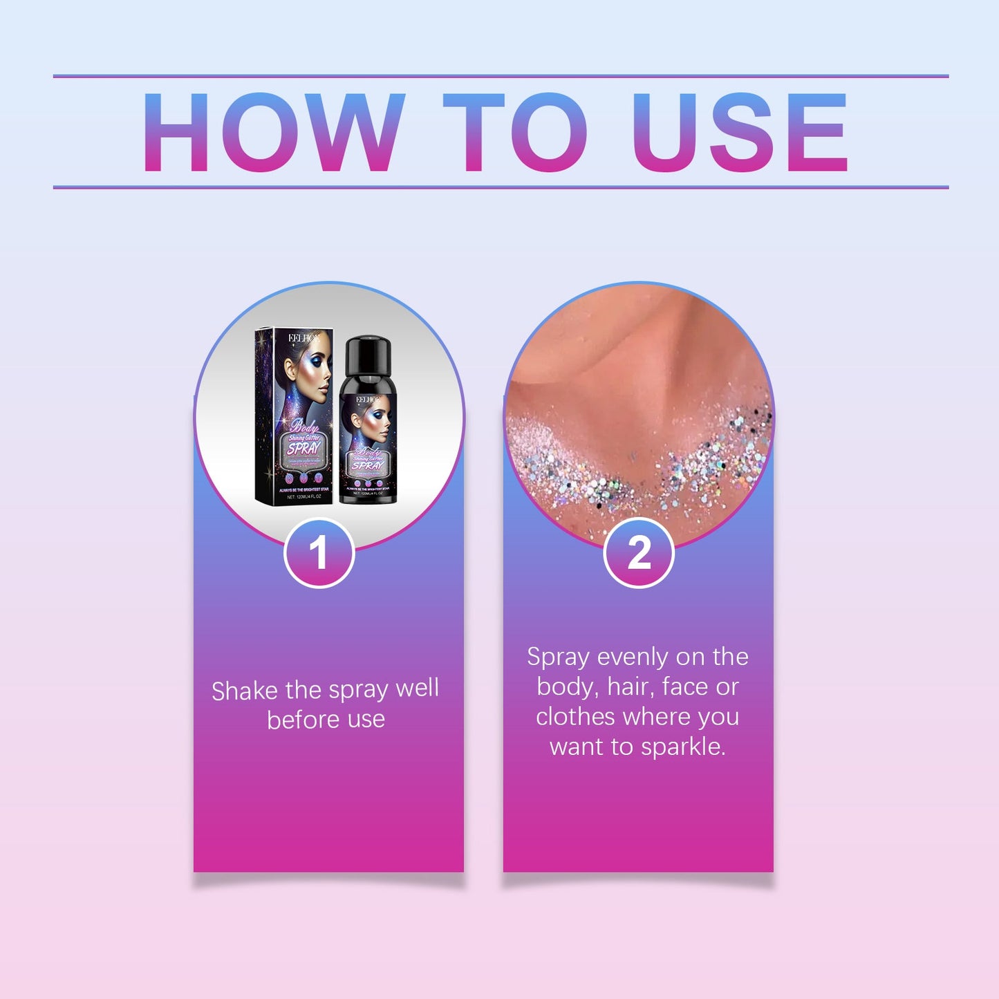 Brightening Glitter Spray, Glitter Highlight Spray Natural Stereo Long-Lasting Brightening Glitter