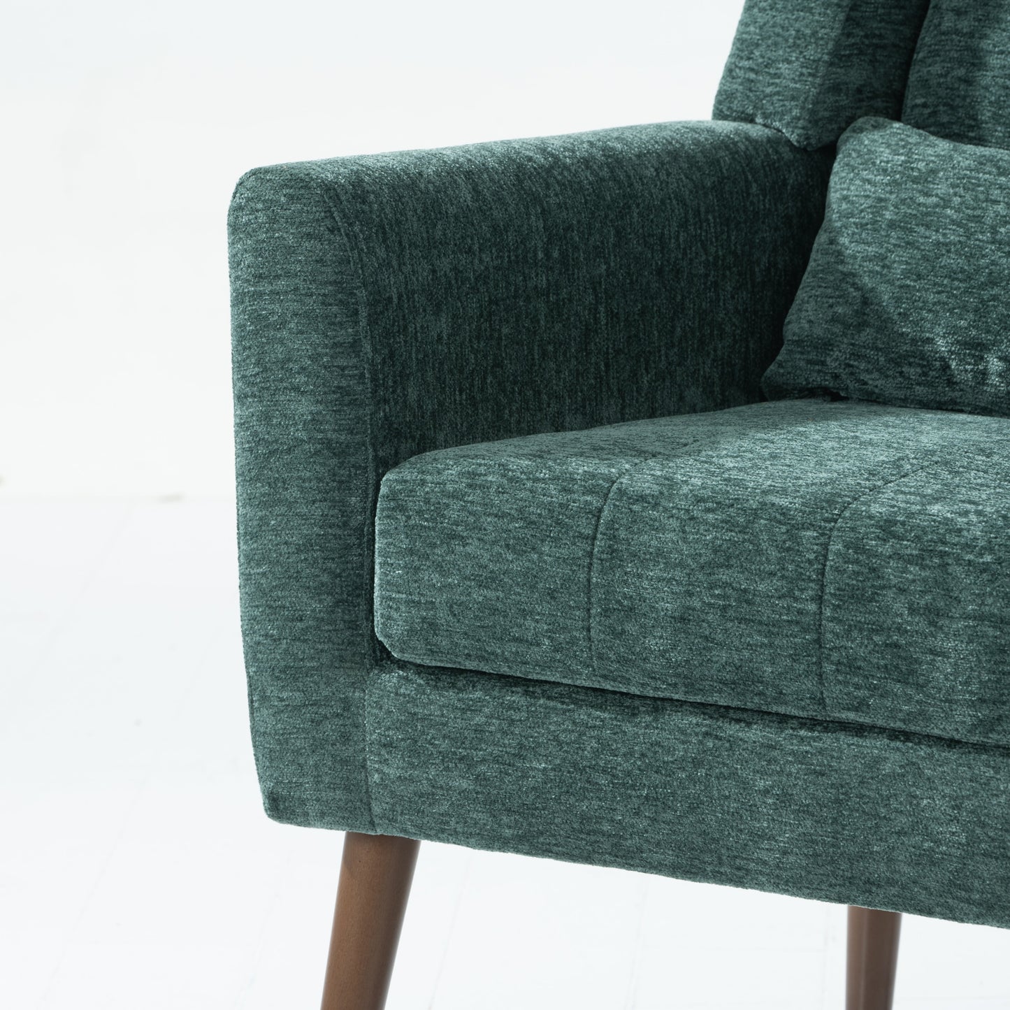 Modern Accent Chair Upholstered Foam Filled Living Room Chairs Comfy Reading Chair Mid Century Modern Chair (Blackish Green)