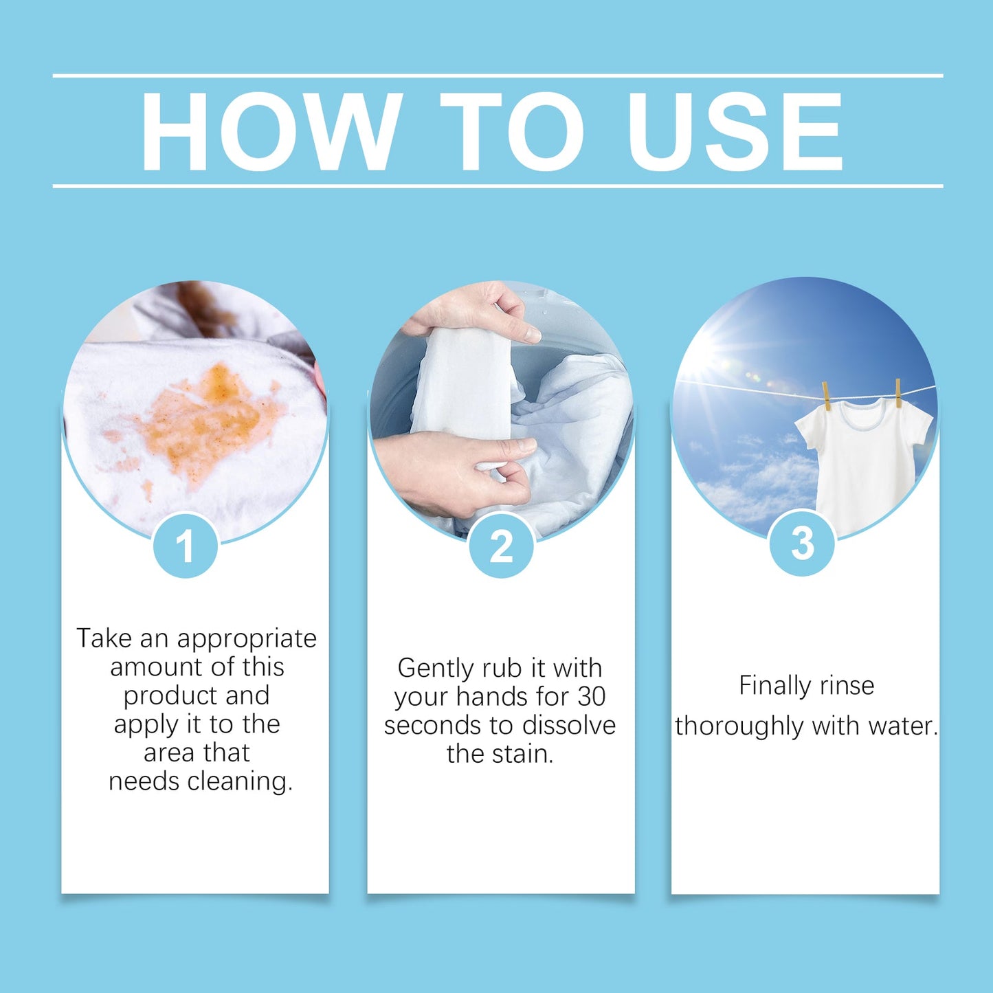 Clothing Enzyme Cleaner, Clean Stubborn Dirt Stains Yellow Sweat Stains Multi-Purpose Clothing Cleaner