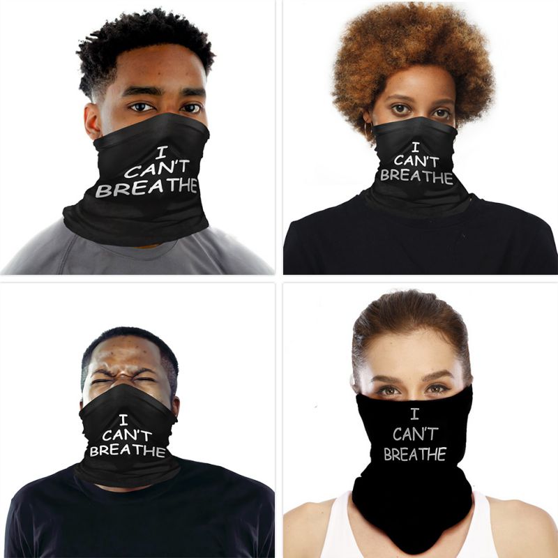 Polyester Bandana Face Scarf I CAN'T BREATHE Protective Riding Face cover Multi-function Magic Head Scarf For Parade Protest