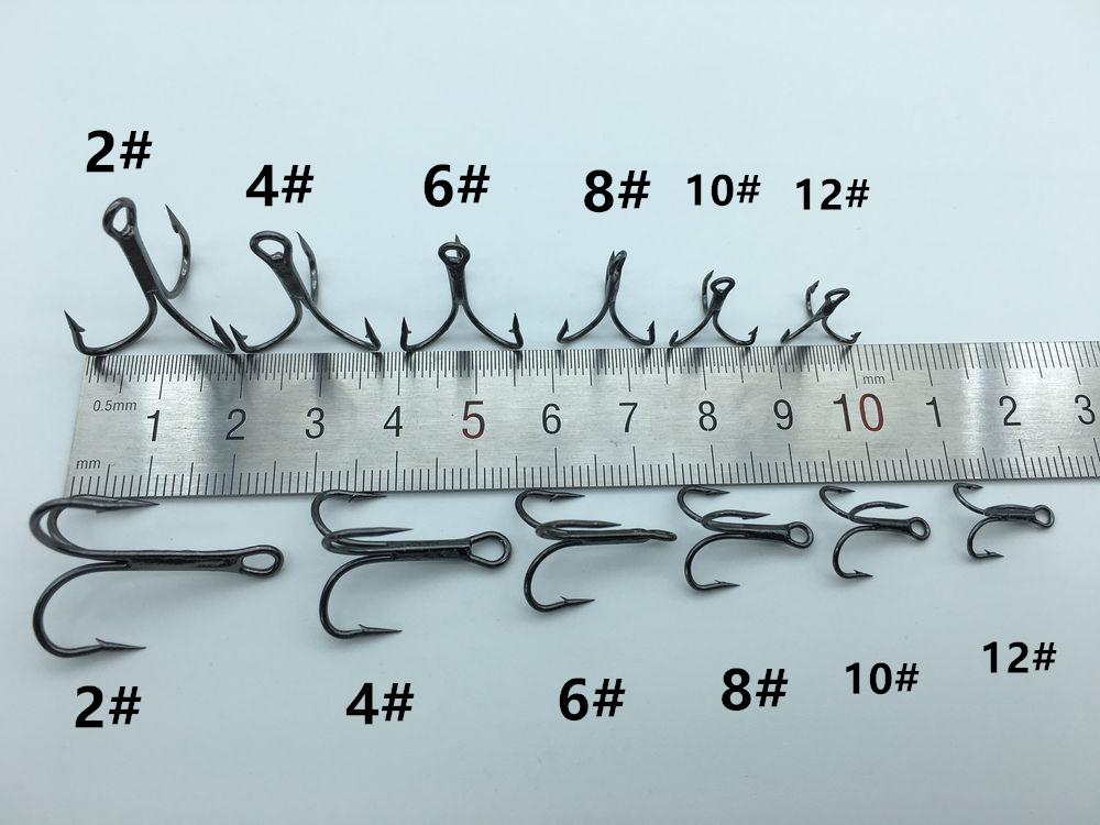 Rompin 20pc/lot 2/4/6/8/10# Fishing Hook High Carbon Steel Treble Black