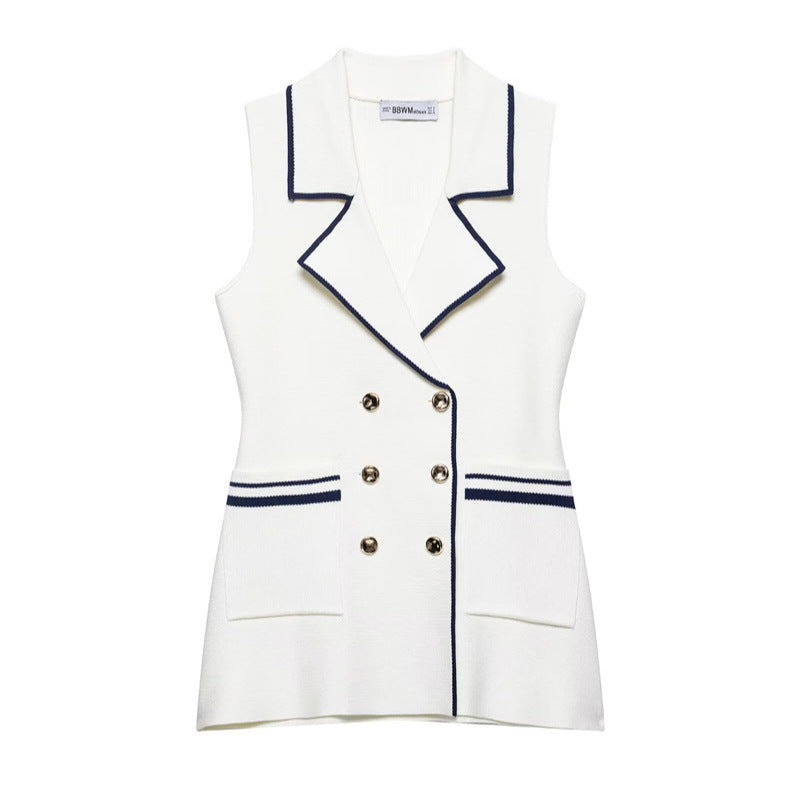 Summer New Style Women's Fashion Temperament Sleeveless Trim Knit Tank Top