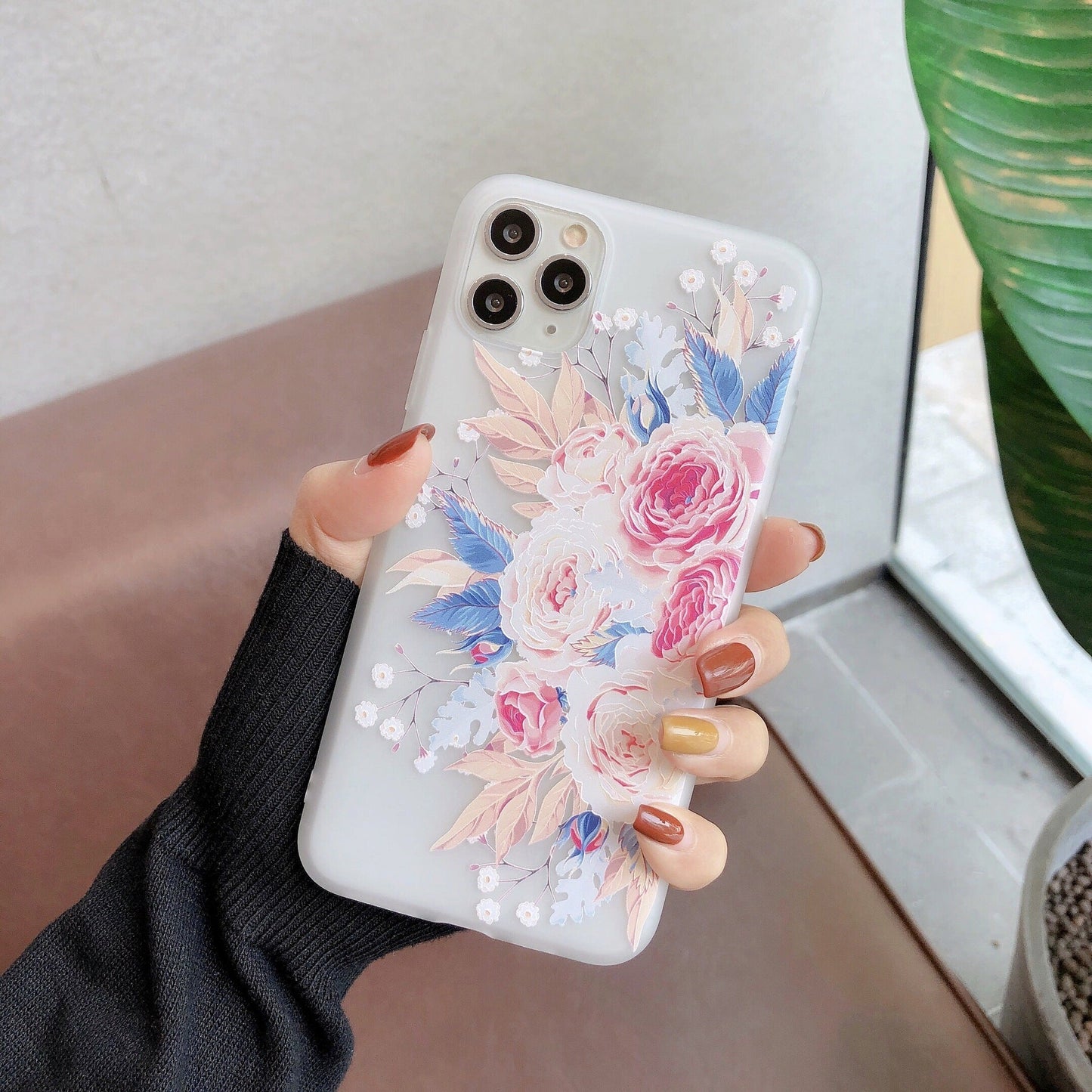 Frosted Transparent Creative Flower Phone Case