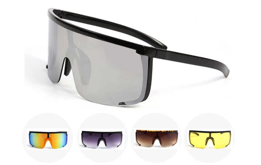 Personalized anti-ultraviolet large-frame white mercury sunglasses exaggerated one-piece anti-sputum and anti-splash glasses(HM-009)