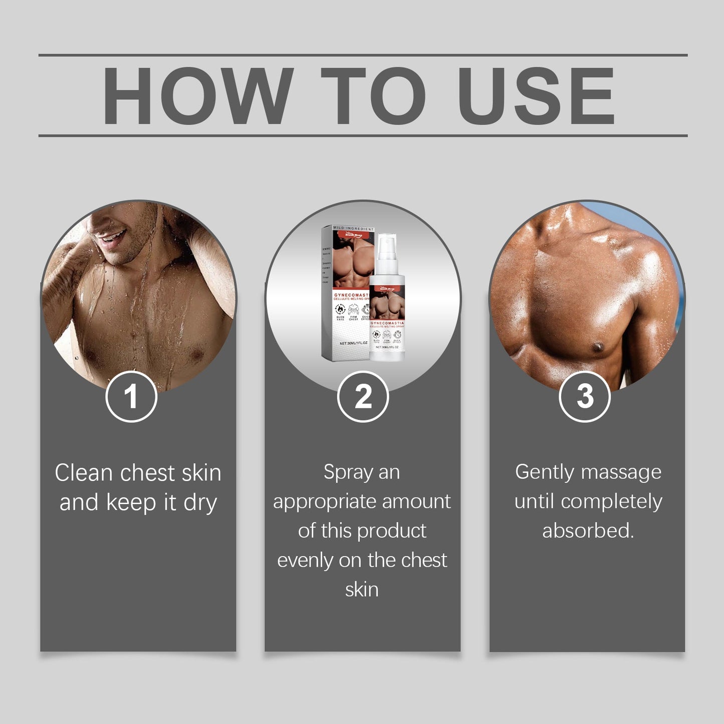 Men's Chest Spray, Breast Contour Gentle Skin Care Spray