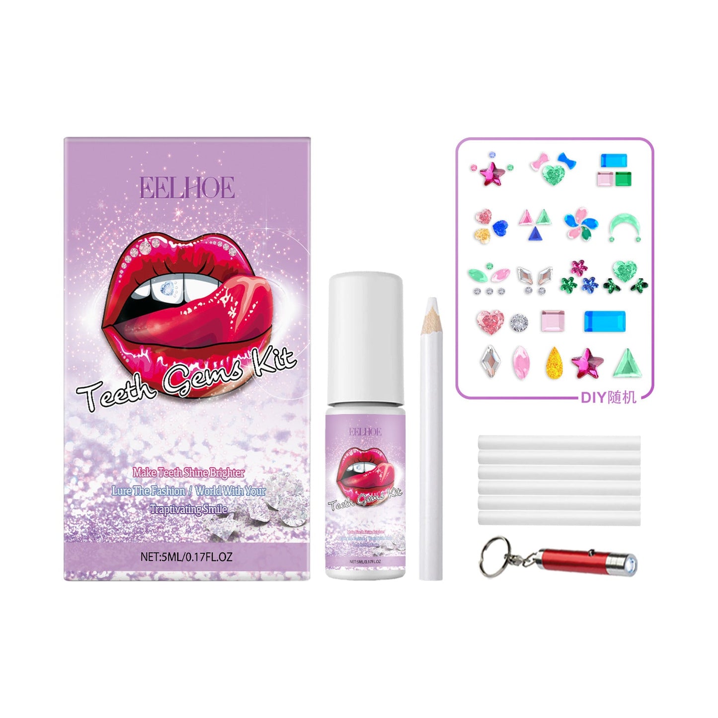 Dental Drill Set, Dental Decoration Personality Shine Light Smile Style Dental Drill Set