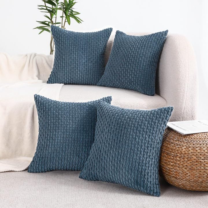 VAKADO Yellow Corduroy Couch Throw Pillow Covers 16x16 Set of 4