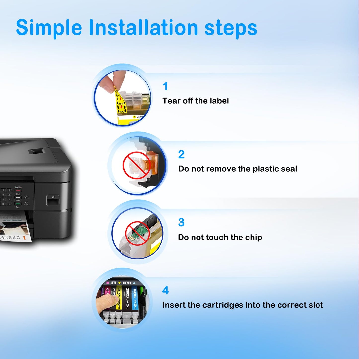 INKOKU Compatible Canon PGI-280XXL CLI-281XXL Ink Cartridges 5 Pack