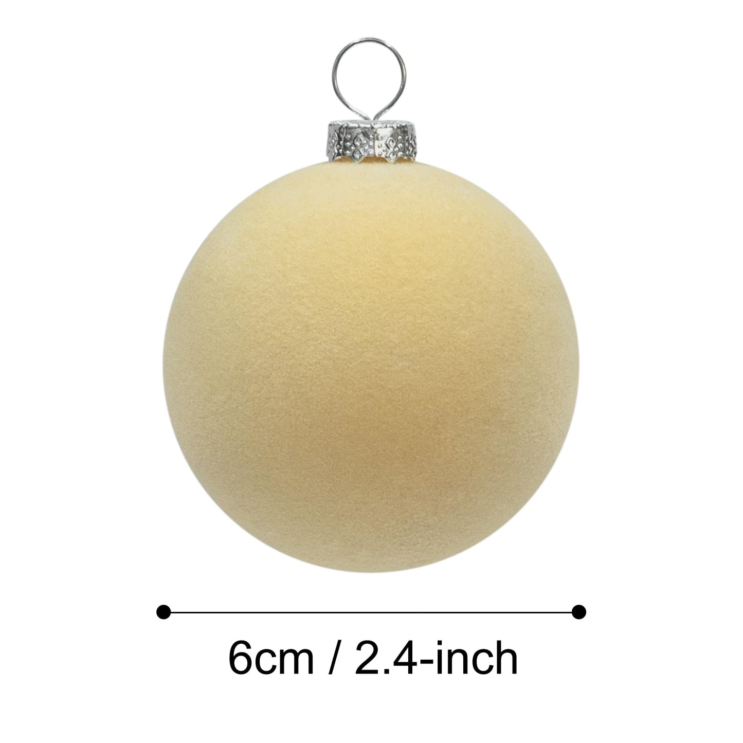 KI Store Beige Velvet Christmas Balls Ornaments 6pcs 2.36in Party Decor