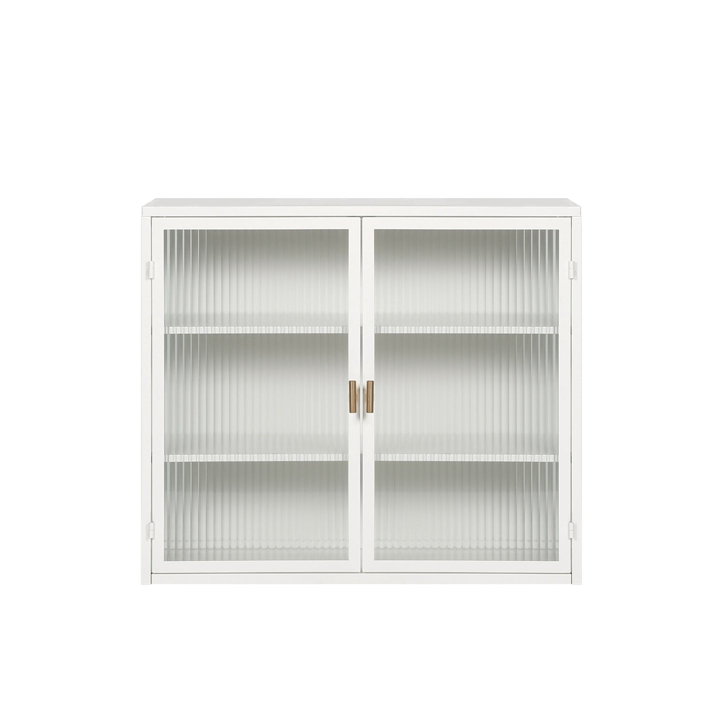 27.56"Glass Doors Modern Two-door Wall Cabinet with Featuring Three-tier White