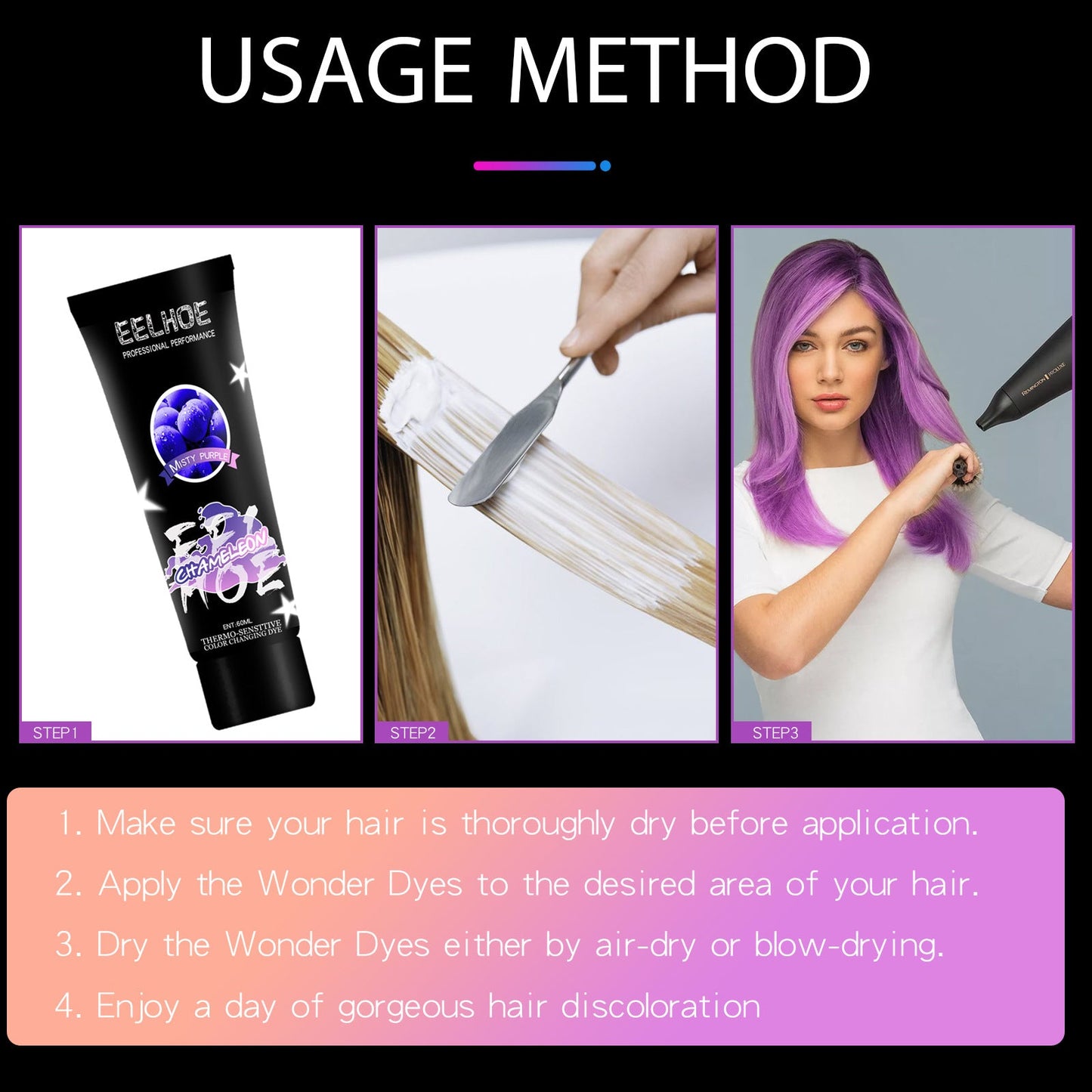 Gradient Hair Conditioner, No Damage To Hair And Scalp Easily Change Hair Color Hair Conditioner