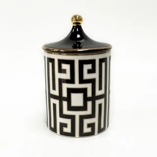 Gold Plated Stripe Ceramic Storage Jar Home Scented Candle Bottle Wedding Candy Gift Jar Cosmetic Jewelry Storage Bottle Decor