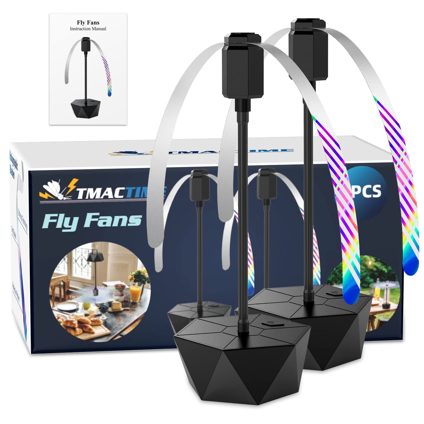 TMACTIME Fly Fans for Tables Soft Blades Portable Fly Repellent 2 Pack