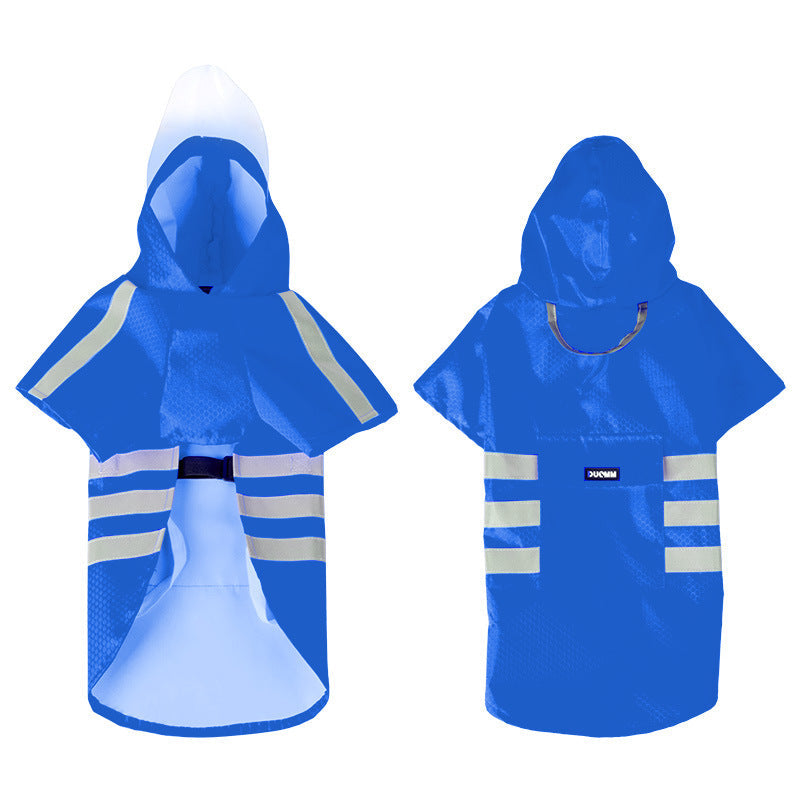 Large Dog Raincoat - Poncho Style Reflective Strip Pet Raincoat Windproof Waterproof Dog Hooded Raincoat