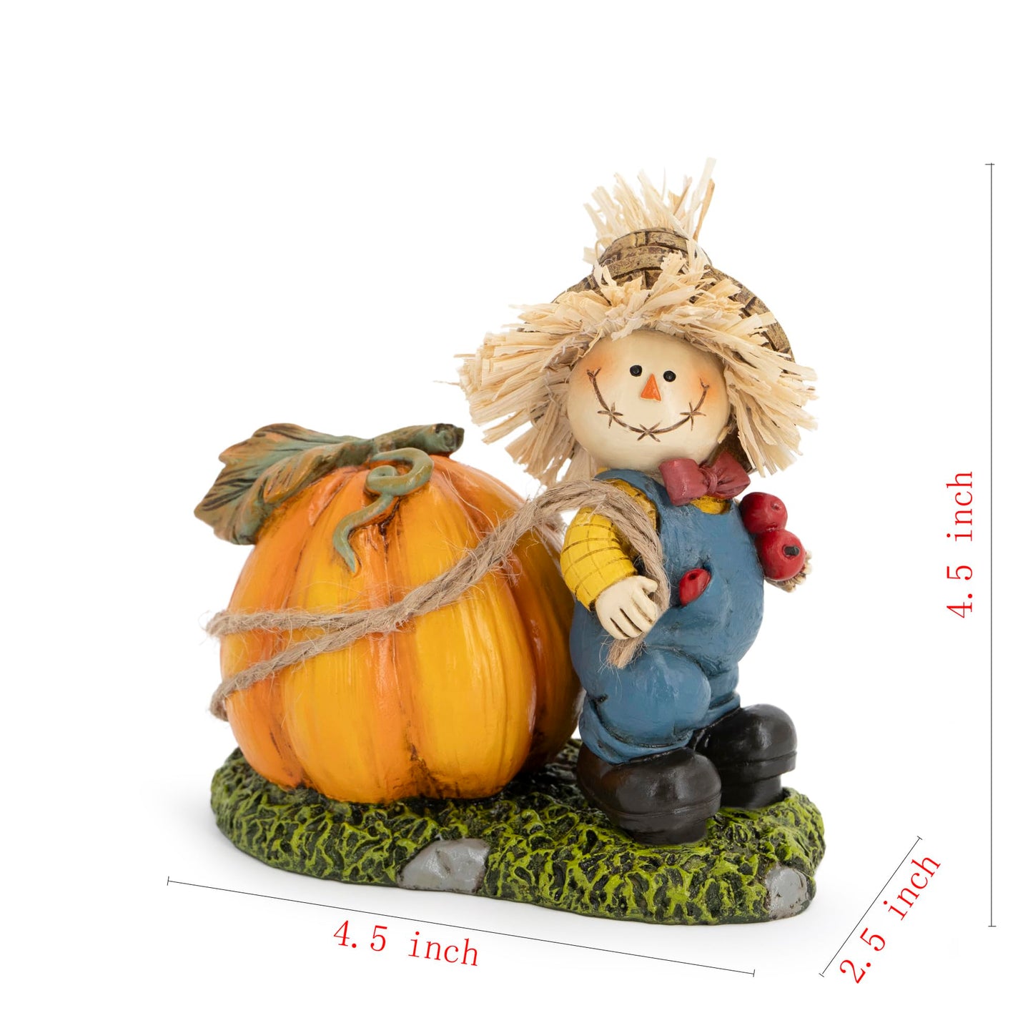 Hodao Thanksgiving Scarecrow Turkey Pumpkin Decor Farmhouse Fall Centerpiece Red