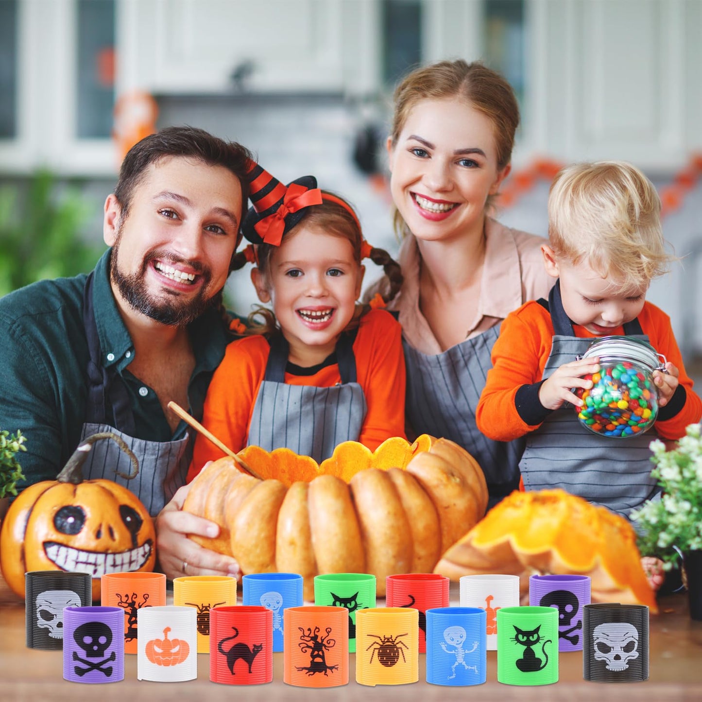 Menzcci Halloween Mini Coil Springs Toys 24 Pcs Plastic Halloween Slinky A24