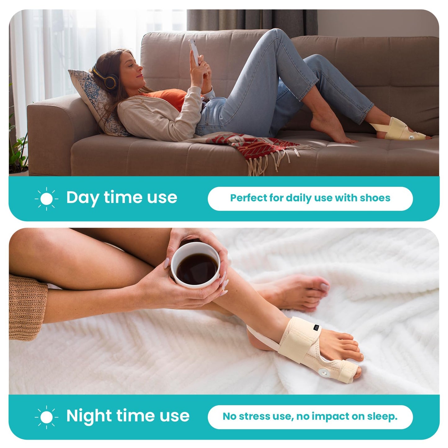 Promifun Bunion Corrector Adjustable Toe Splint Pain Relief Beige 1Pair One Size