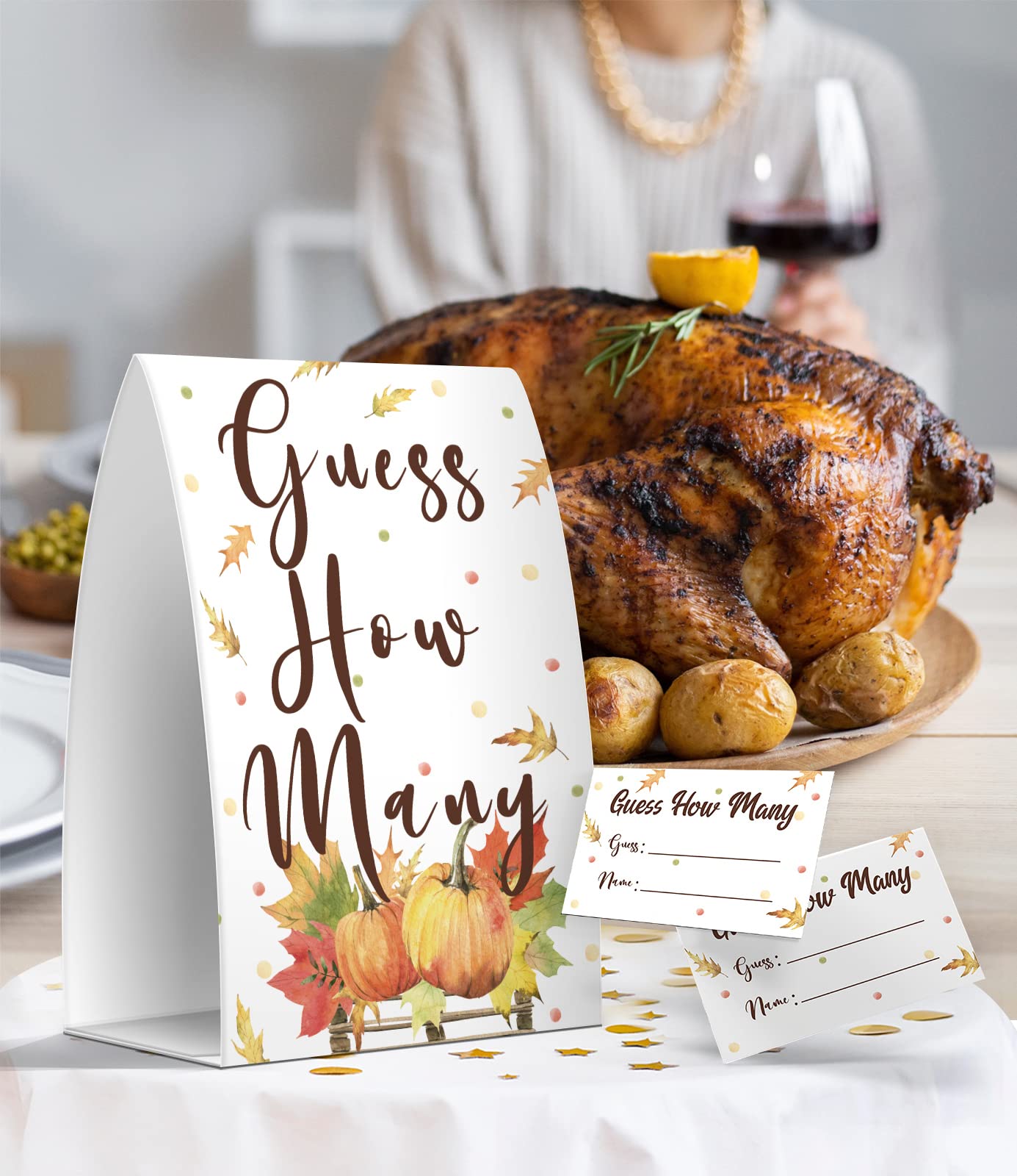 Pazag How Many Candy Guessing Game Thanksgiving Party 1 Sign 50 Cards Orange
