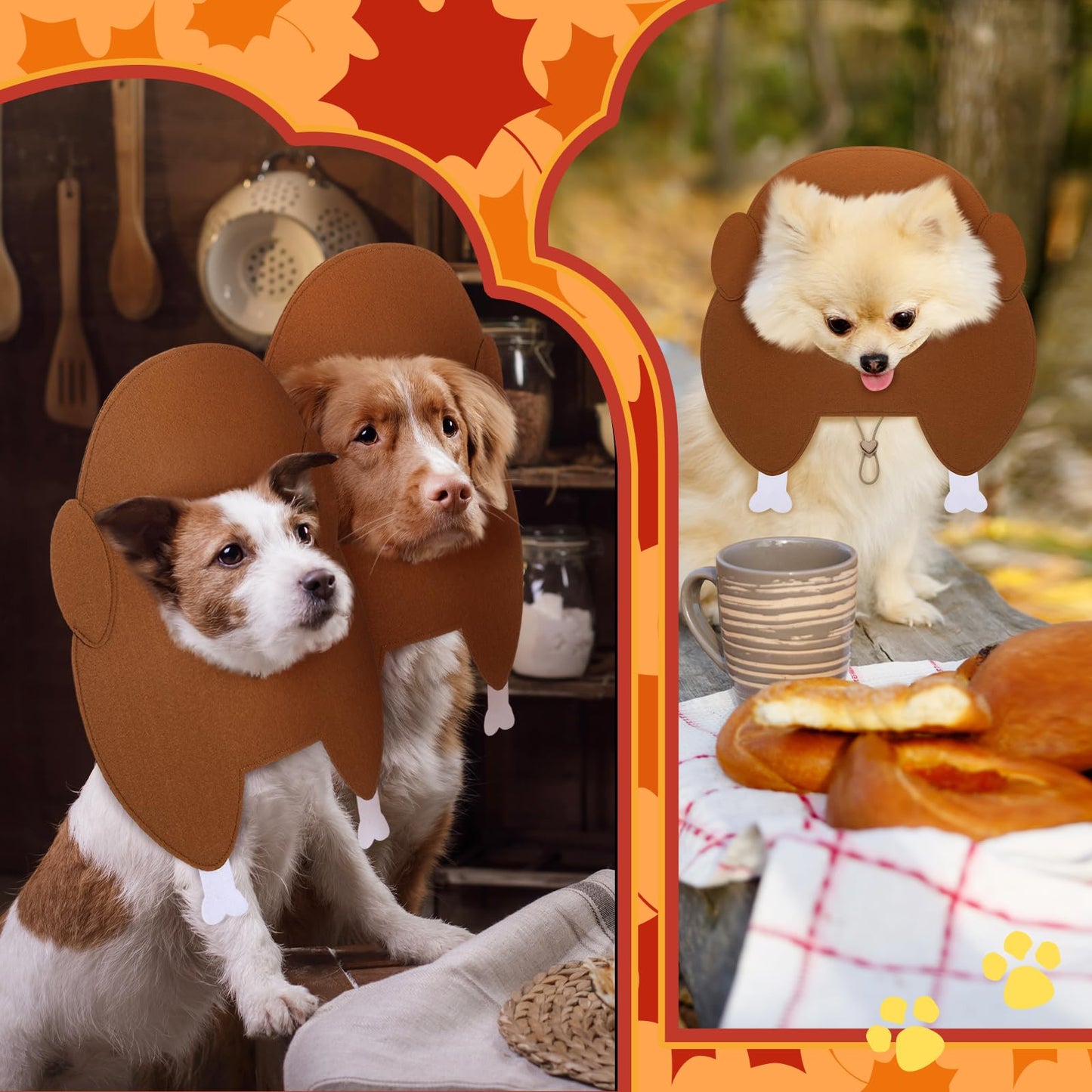 Geyoga Thanksgiving Turkey Hat Adjustable Pet Costume Medium Size