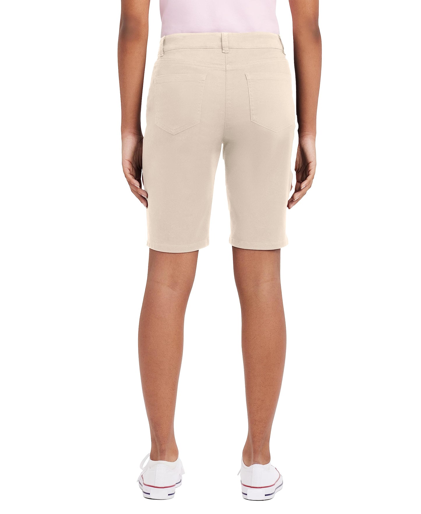 IZOD Junior Uniform Stretch Twill Skinny Bermuda Shorts Khaki Size 3