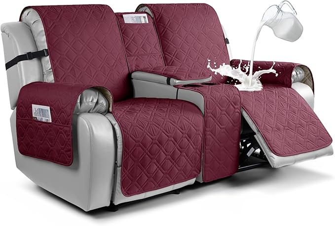 Easy-Going Loveseat Recliner Sofa Cover Console Water Resistant 2-Seater Wine