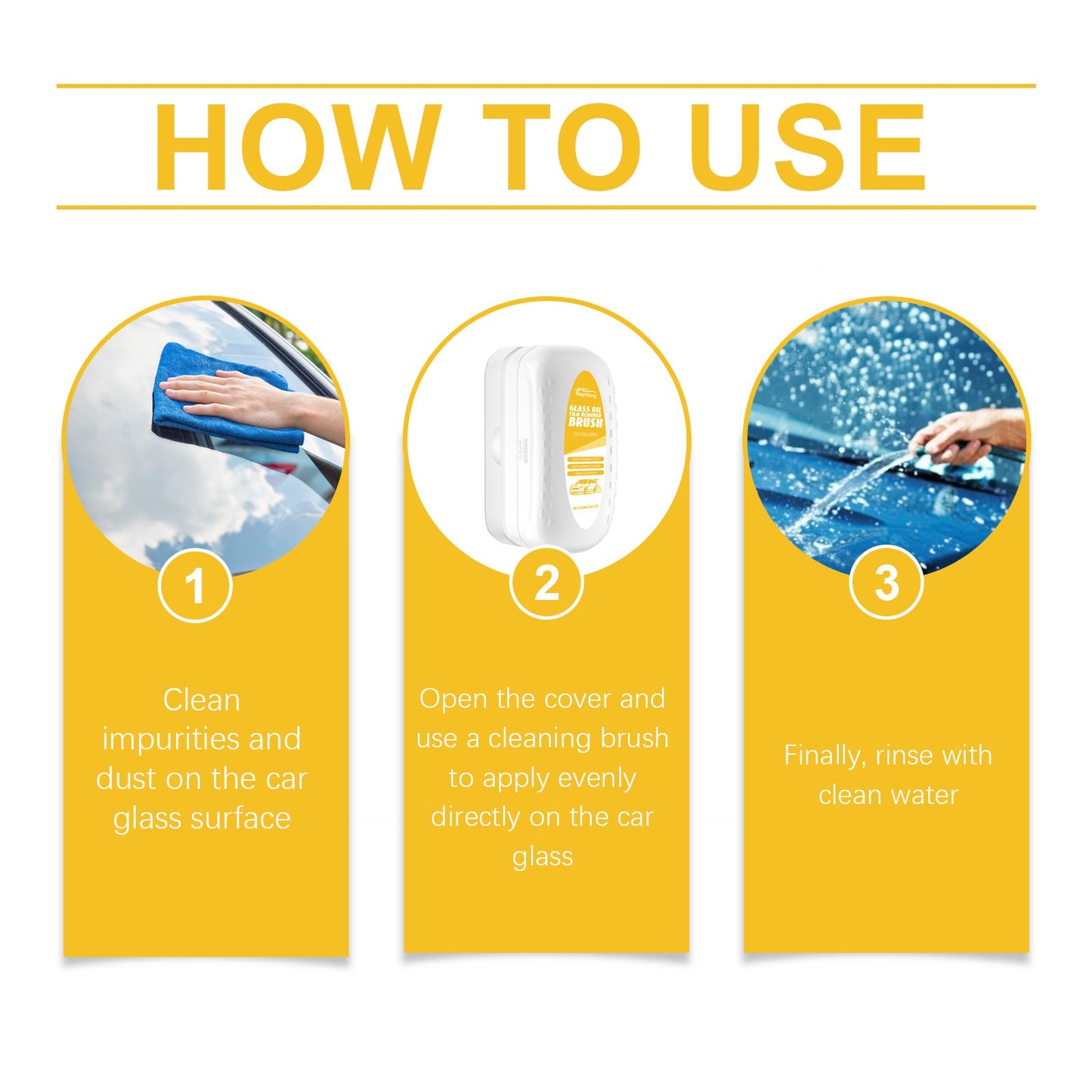 Car Glass Cleaning Brush, Car Window Glass Cleaning Stains Oil Stains Waterproof Rain Cleaning Brush
