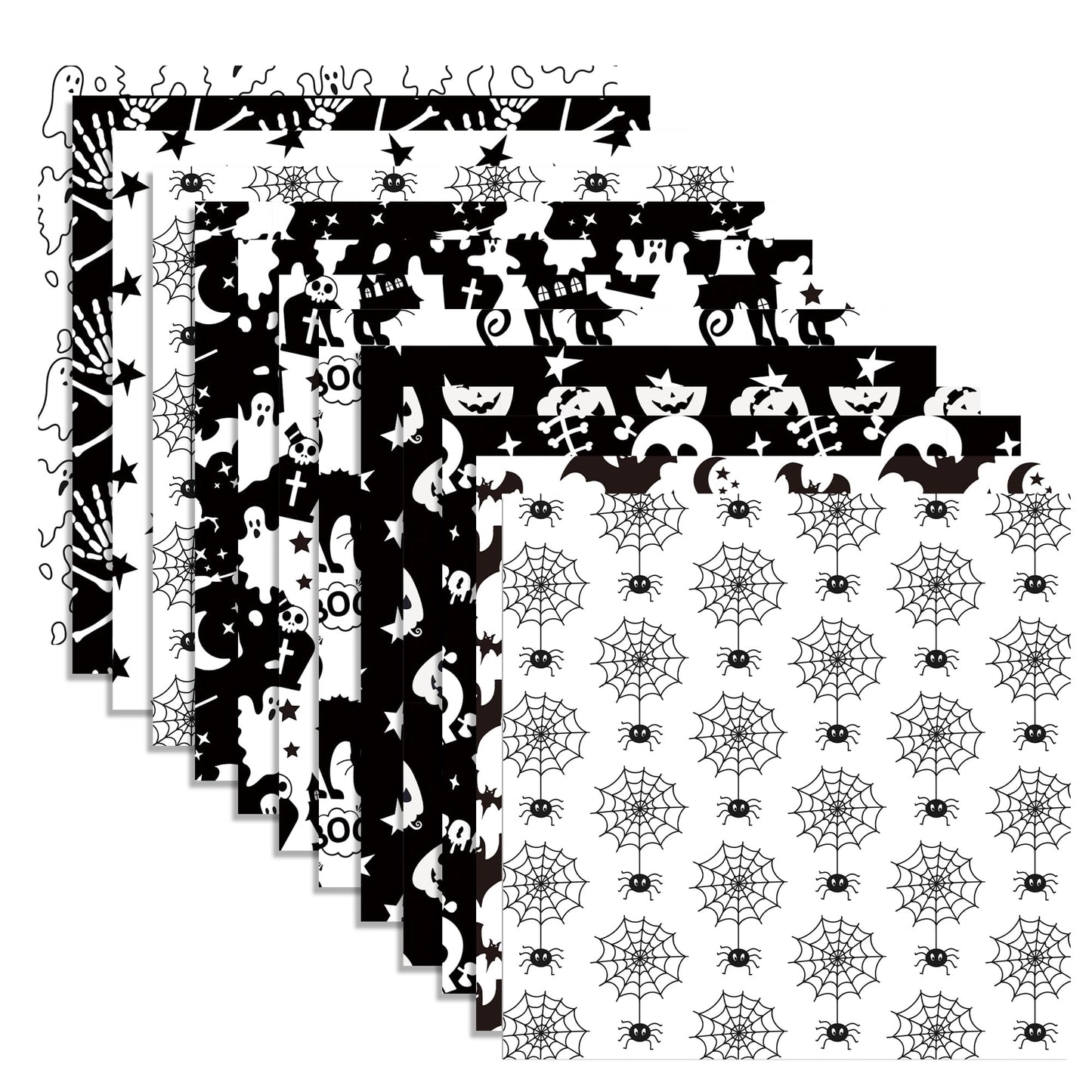 Halloween Scrapbook Paper 24 Sheets 11.8x11.8 Black & White Double-Sided