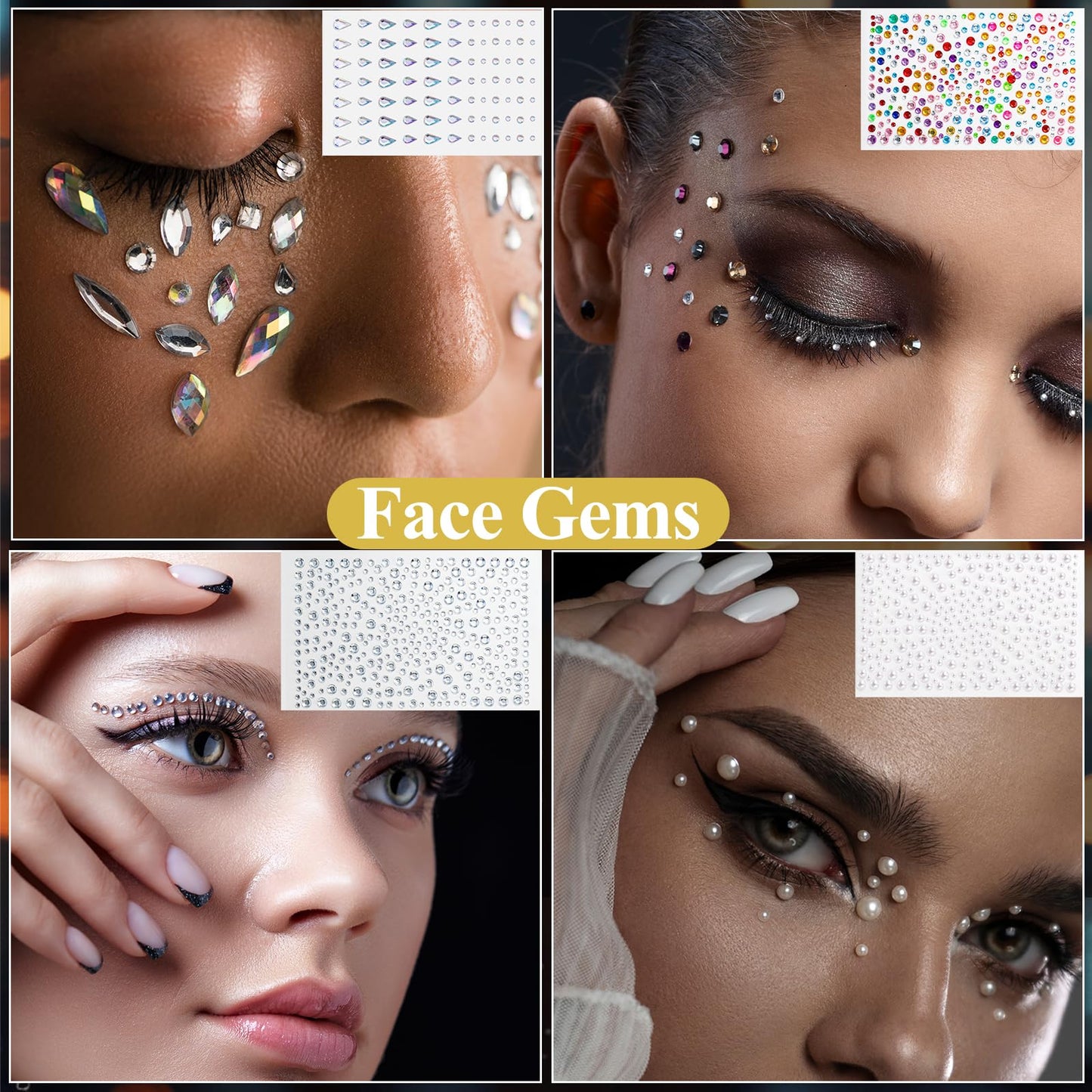 Mity Rain Face Glitter Gems Stickers 10 Sheets Star Freckles Single Pattern