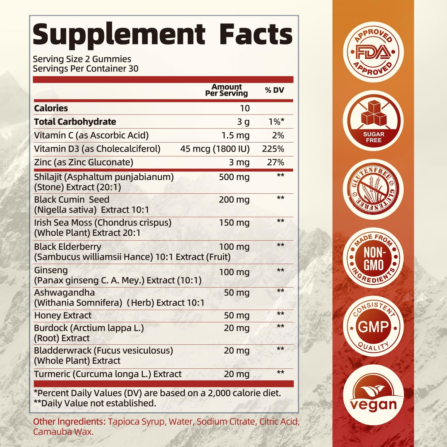 B BEWORTHS Shilajit Gummies with Ashwagandha & Herbs 60 Count