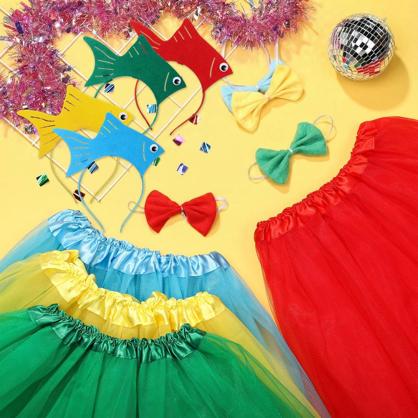 Shyyween 12 Pcs Halloween Sea Fish Costume Headband Tutu Bow Tie Size One Size