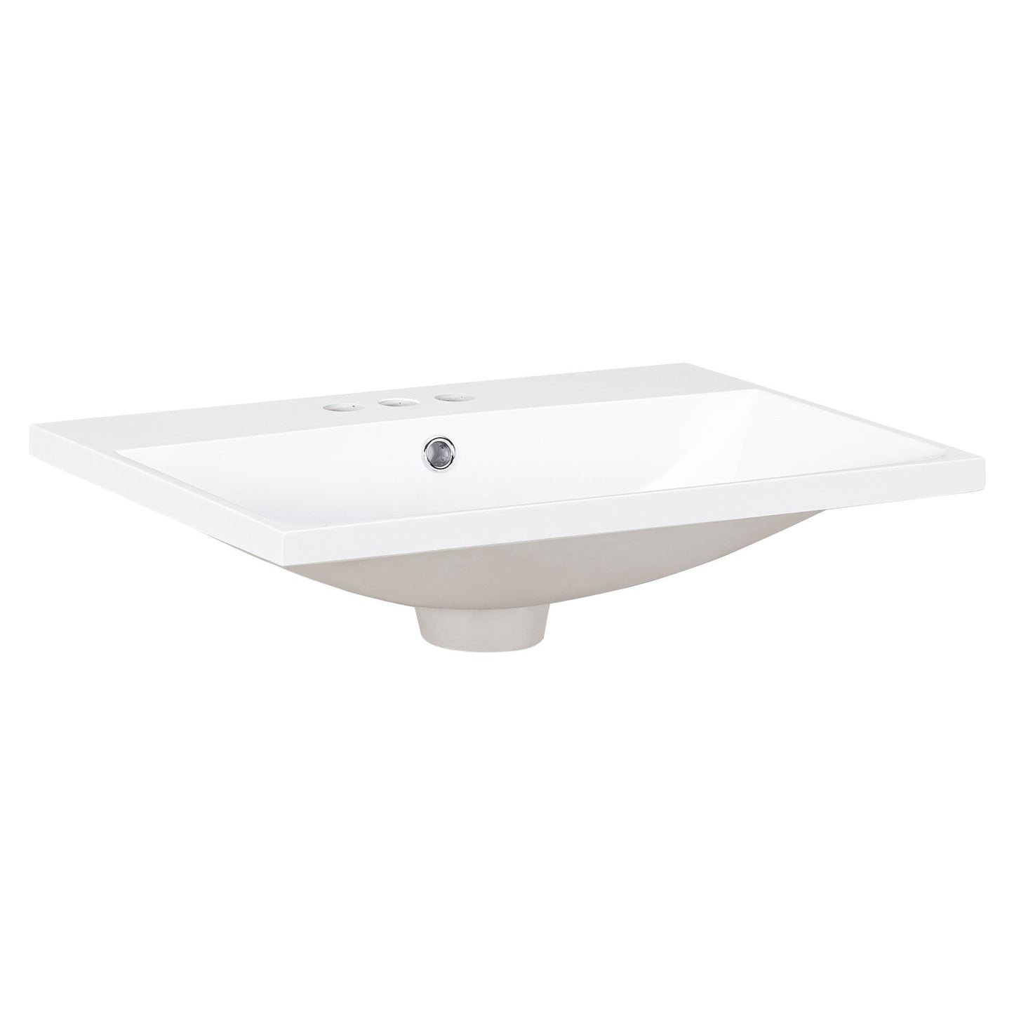 24" Bathroom Vanity Top Only White Basin 3-Faucet Holes 4" Faucet Available Ceramic