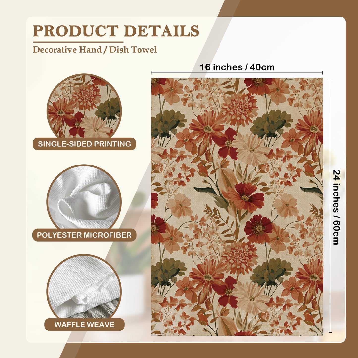 Sviojuce Vintage Fall Pumpkin Oak Leaf Kitchen Towels 16x24 Beige Set of 2