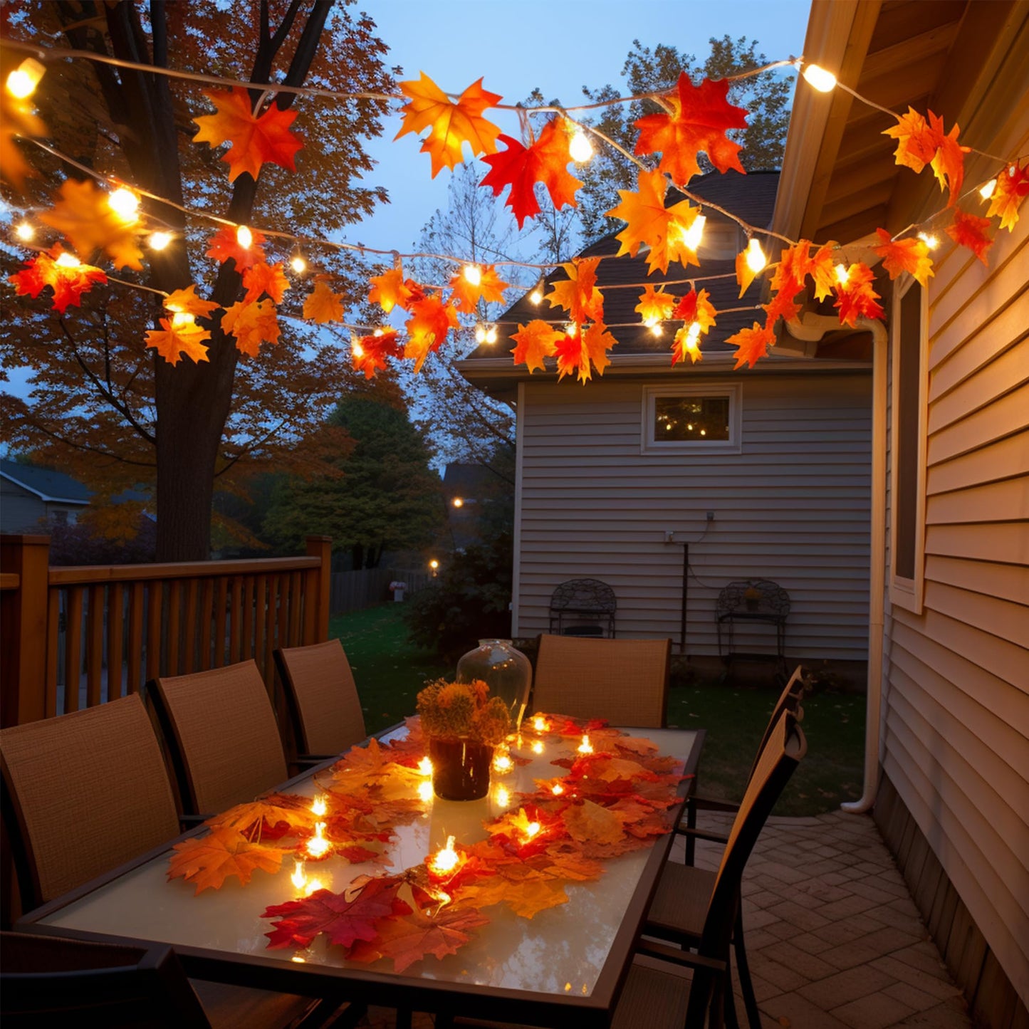 Feybxla 2 Pack Maple Leaf String Lights 20ft 60 LED Multicolor Waterproof