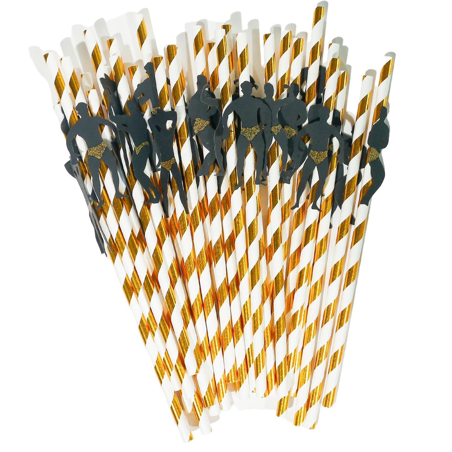 EIOAUY 30Pcs Rose Gold Bachelorette Man Dancer Drinking Straws Party Favors