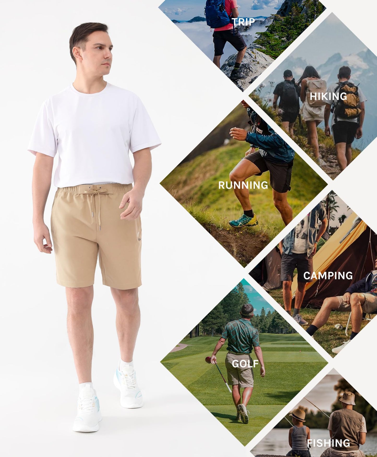 Cosmolle Hiking Cargo Shorts Quick Dry Stretch Lightweight Brown Size M