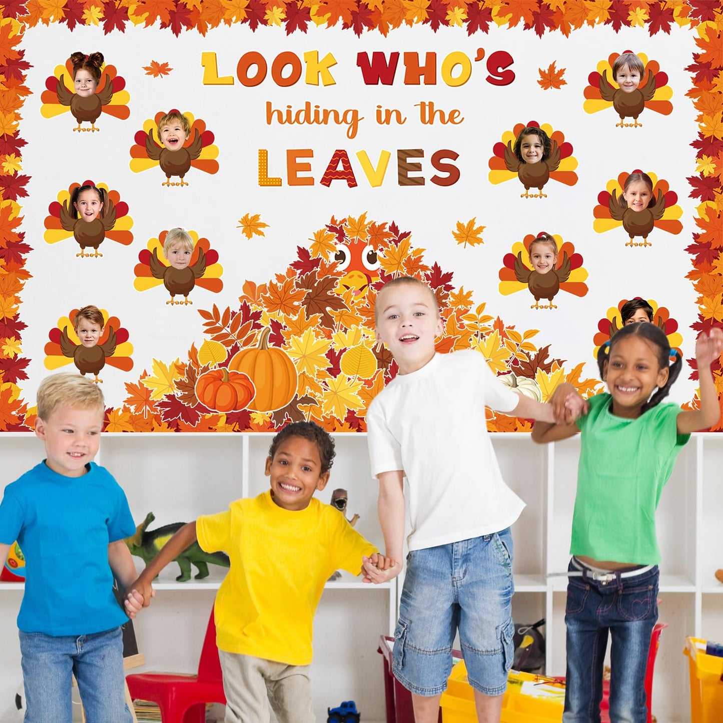Containlol Fall Thanksgiving Bulletin Board Set Colorful Small 12.6x10.2in
