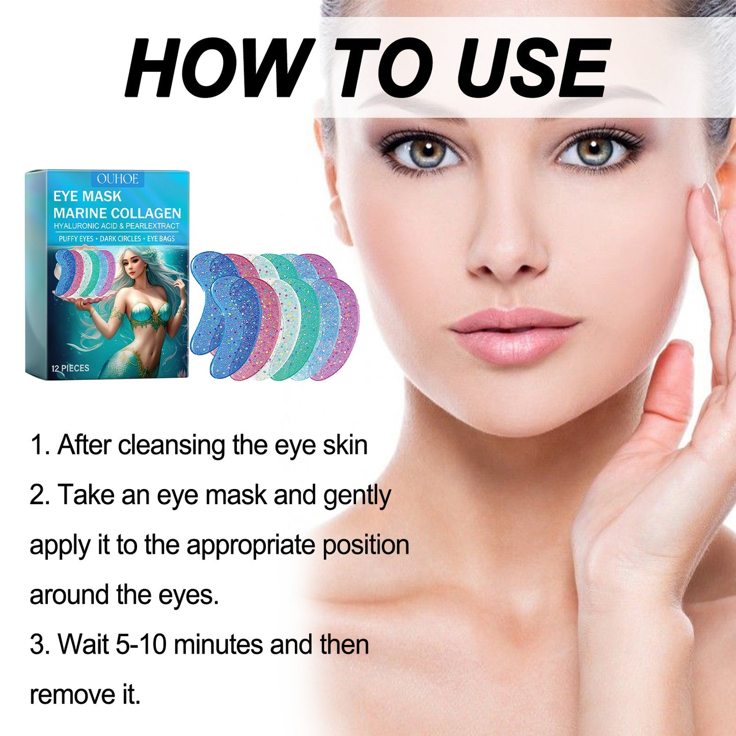 Marine Collagen Eye Mask, Moisturizing And Desalting Eye Bags Firming Skin Around Eyes Lifting Patch