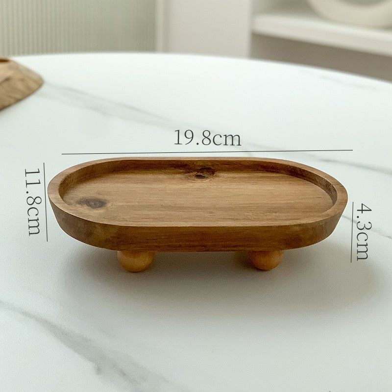 Entrance foyer storage tray aromatherapy glasses placement tray oval wooden ornament household tray