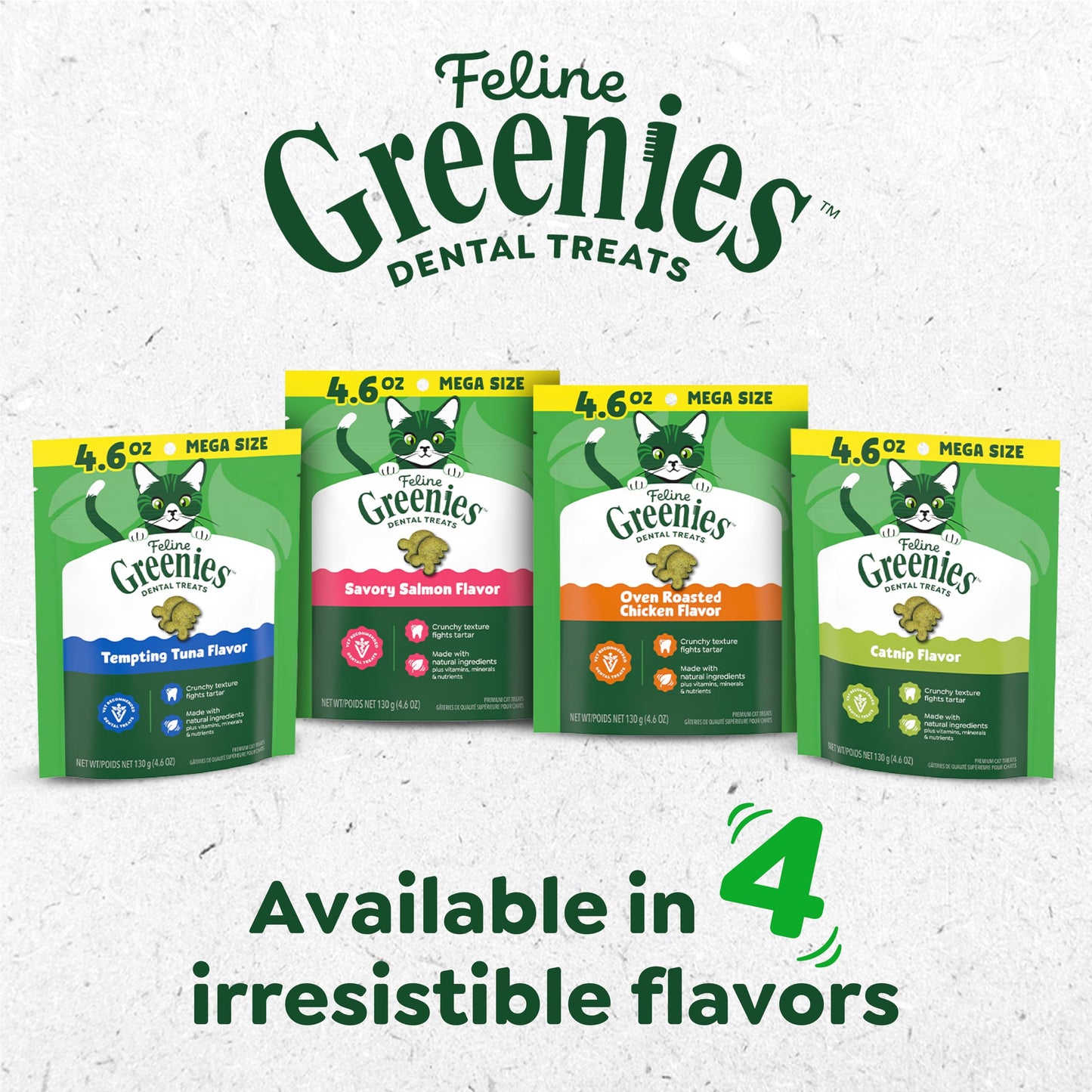 Greenies Cat Treats Adult Natural Dental Tuna Flavor 9.75 oz Tub BEST BY.02/2026