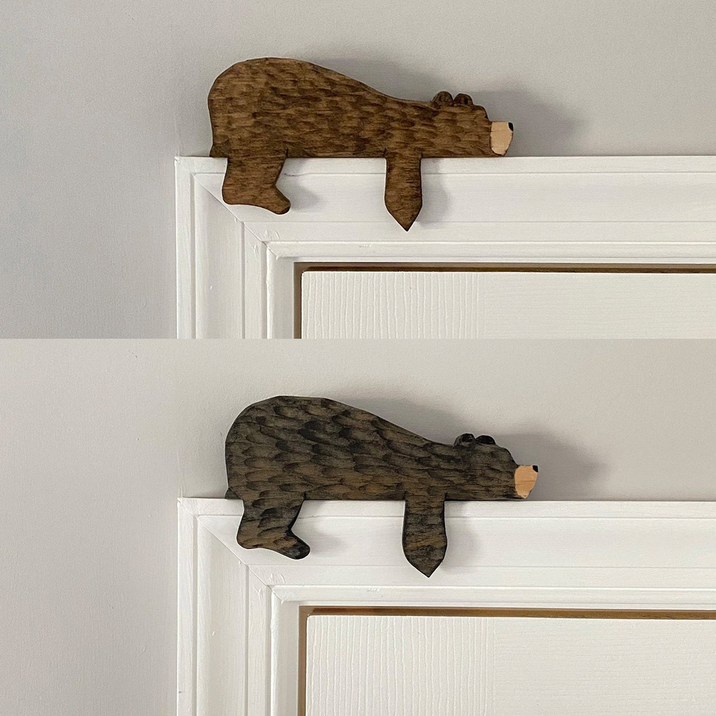 Interesting animal brown bear room door top wooden decoration home creative door frame decoration ornaments