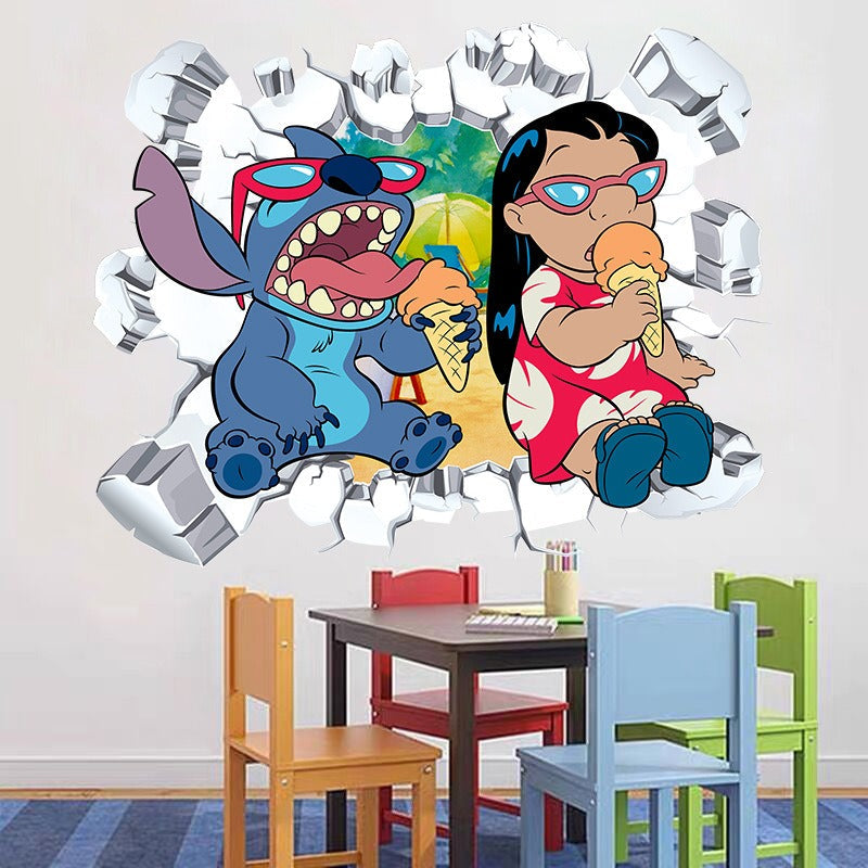StarCraft Baby Stitch Wall Sticker Self Adhesive Picture Back Adhesive Cartoon Sticker Bedroom Dormitory Bedhead Wall Wallpaper