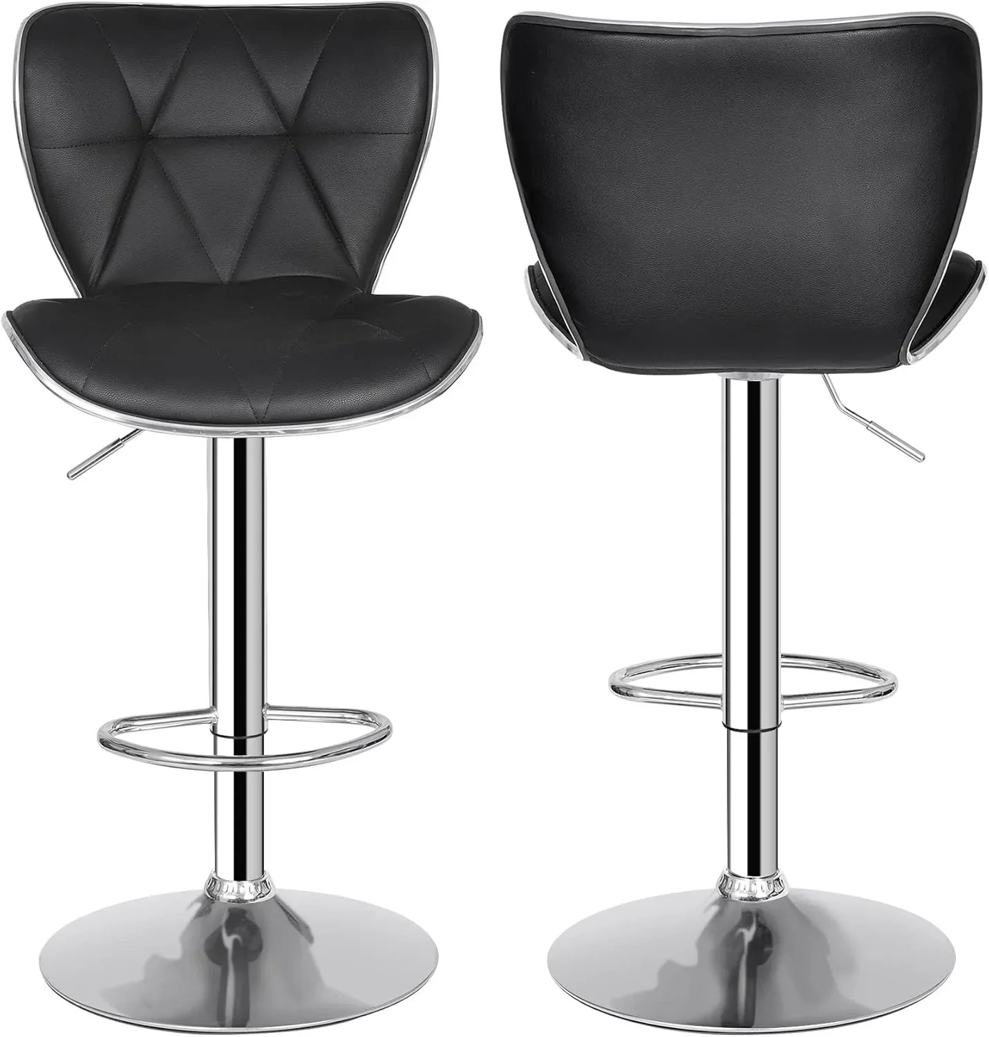 Adjustable Swivel Barstools Set of 2, Counter Height Bar Stools with Back, PU Leather Shell Back Tall Stools Set, Modern Ar