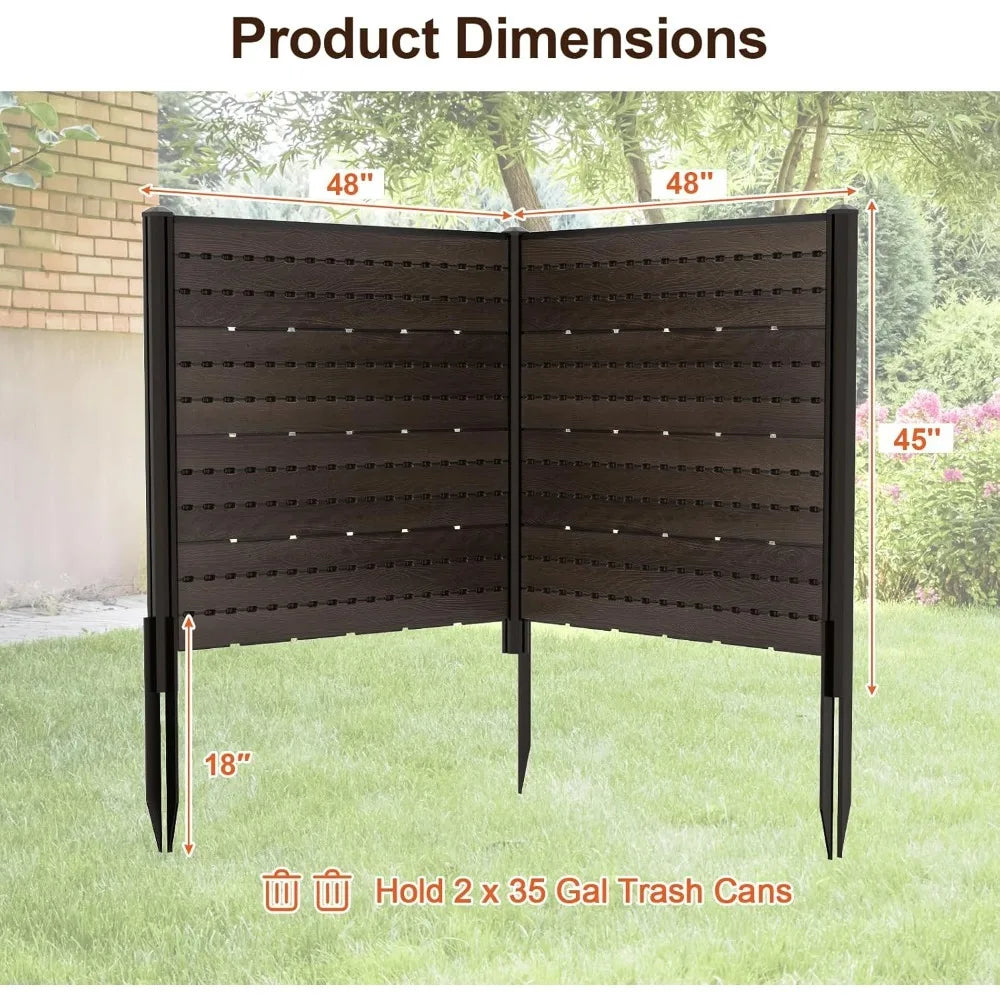 ir Conditioner Fence 2 Panels, 48''W x 45''H Outdoor Privacy Screen with 5 Stakes, HDPE Decorative Trash Can Enclosure