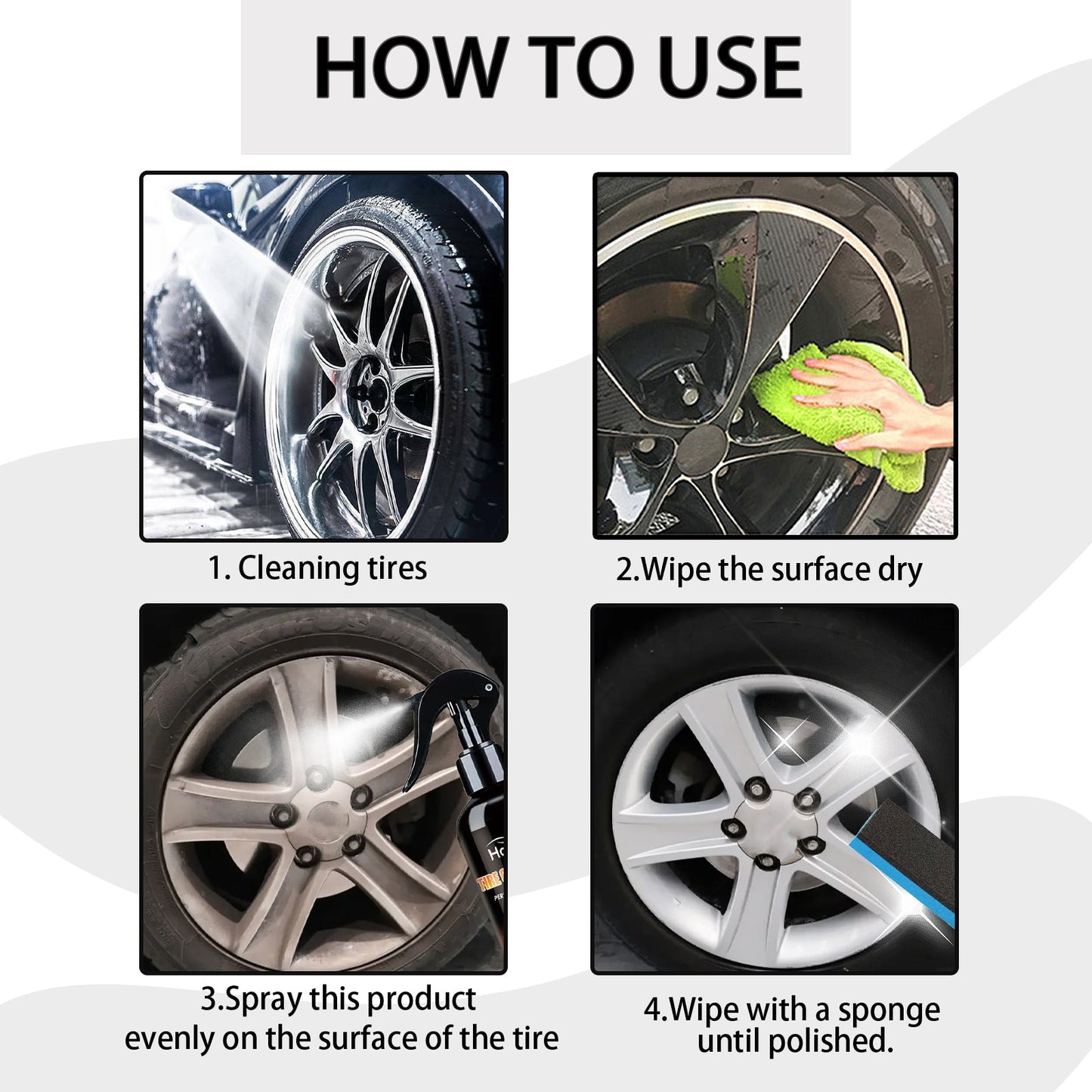 Tire Coating Agent, Automotive Tire Rim Brightening And Polishing Durable Maintenance Decontamination Cleaning Brightener