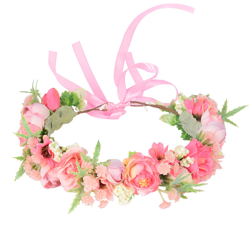 Bridal Fairy Flower Wreath Fabric Flower Starry Sky Headwear Children's Travel Photography Performance Hair Accessories Headrings