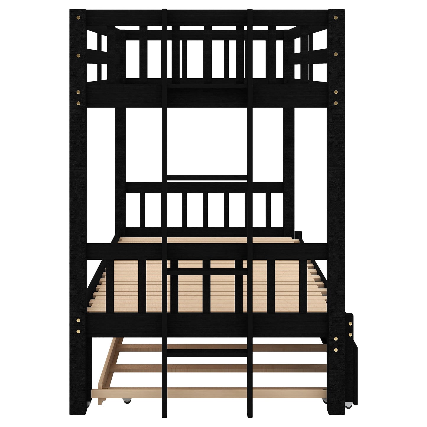 Twin over Pull-out Bunk Bed with Trundle Espresso
