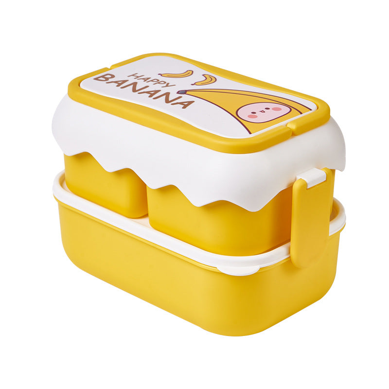 ins cartoon cute microwaveable large capacity double-layer portable lunch box lunch box