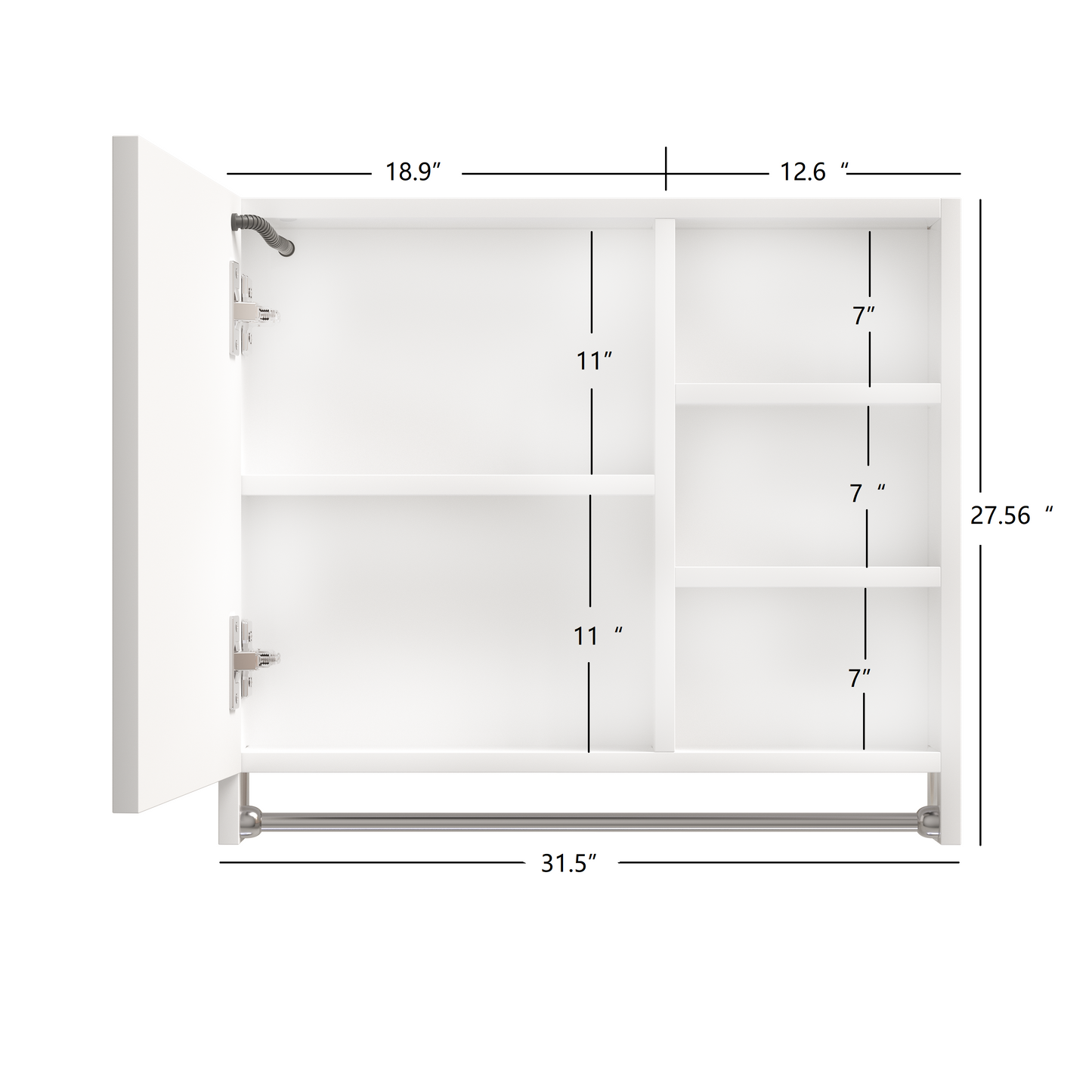 Modern 32x28 inch bathroom storage cabinet with mirrors, LED lights, multi-layer storage compartments, and towel racks