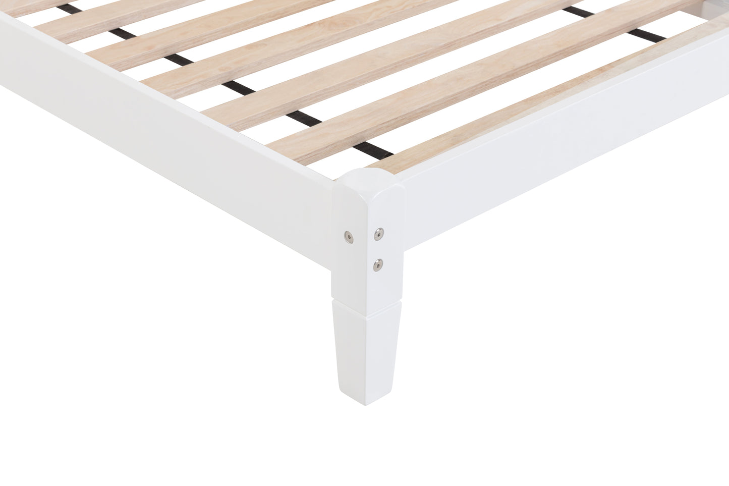 Twin Bed with Button-Decoration Headboard, with Bed Slats,White